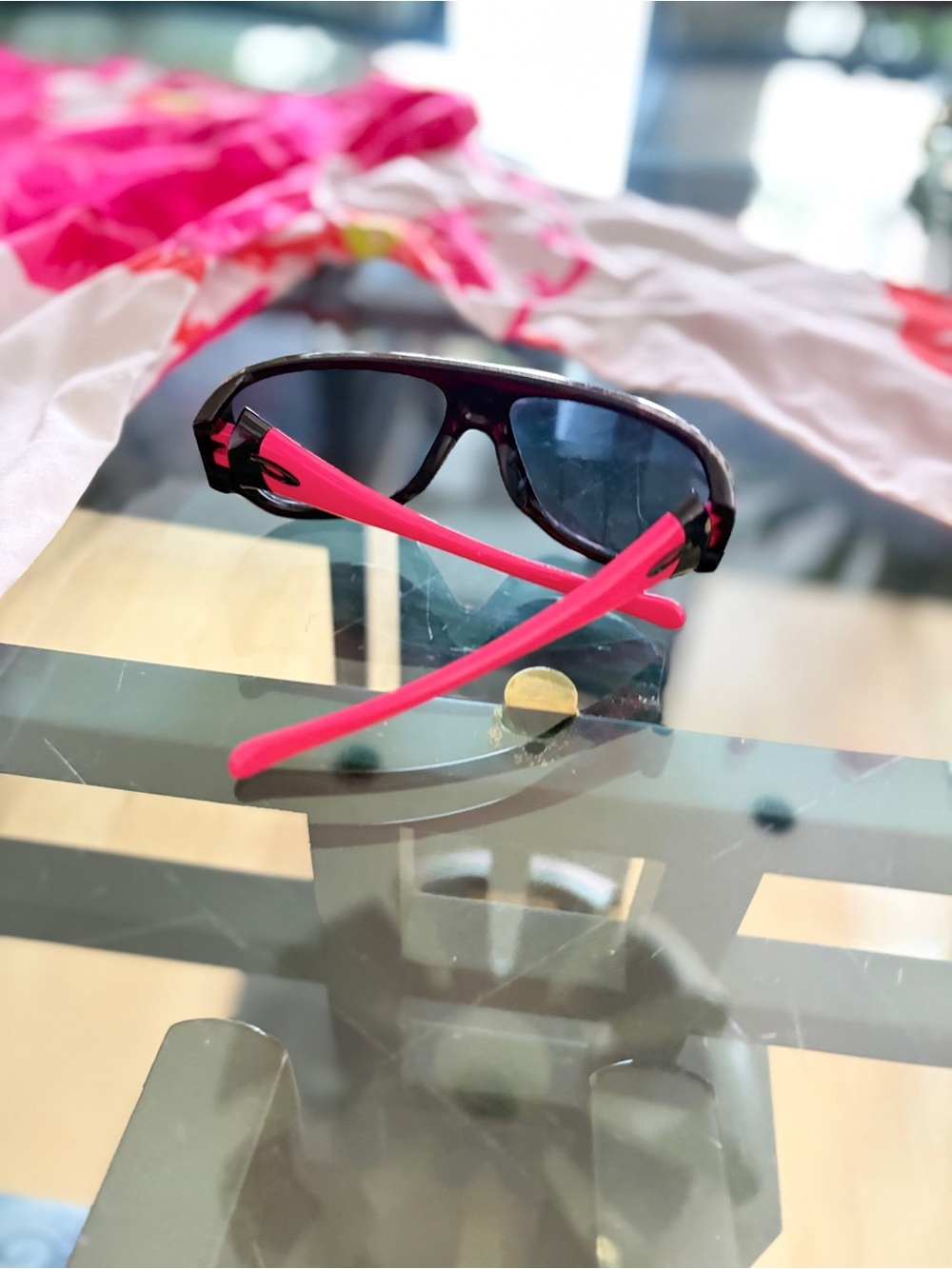 Oakley Black Frame Sunglasses with Pink Temples